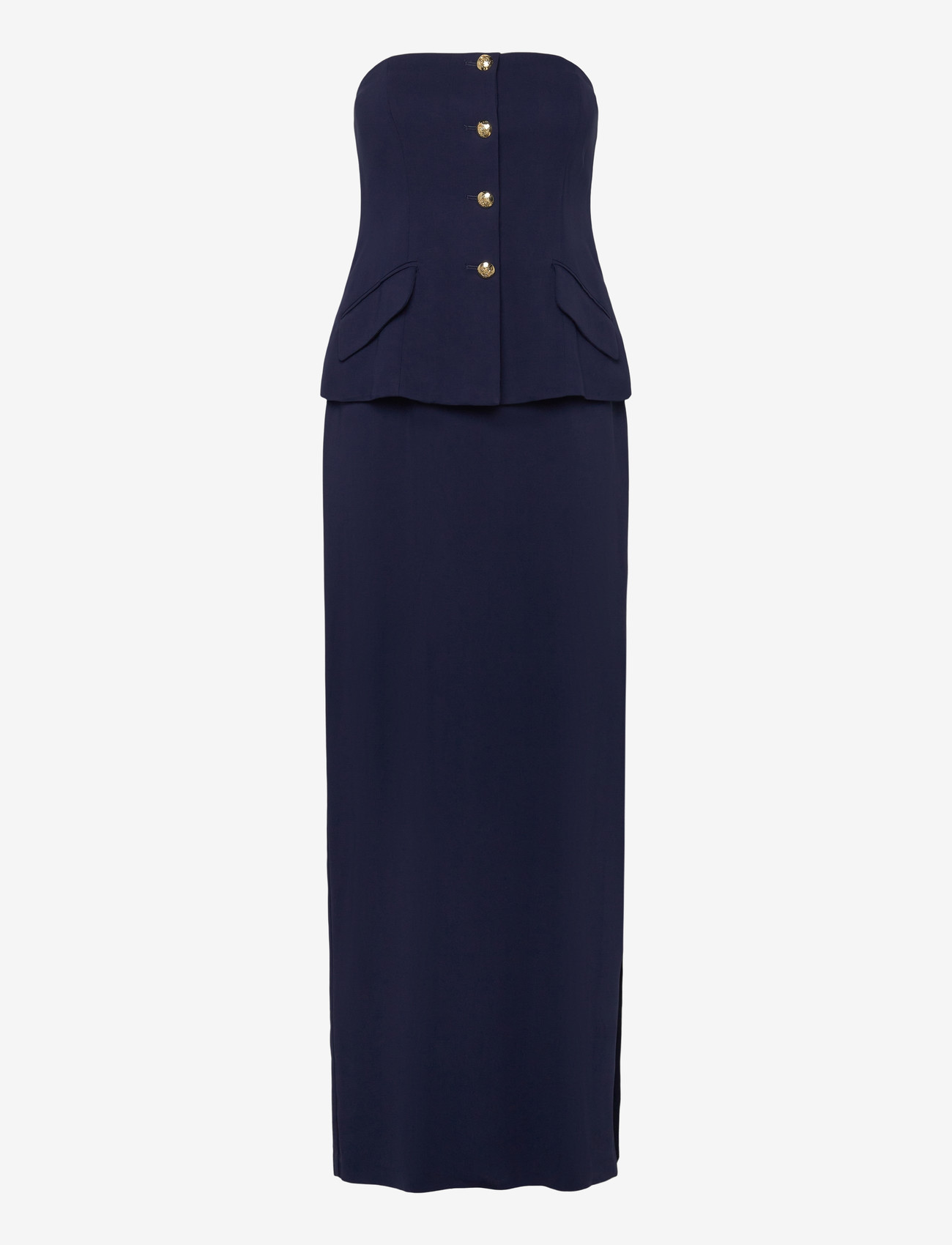 Lauren Ralph Lauren - Button-Trim Stretch Cady Strapless Gown - aftenkjoler - refined navy - 0