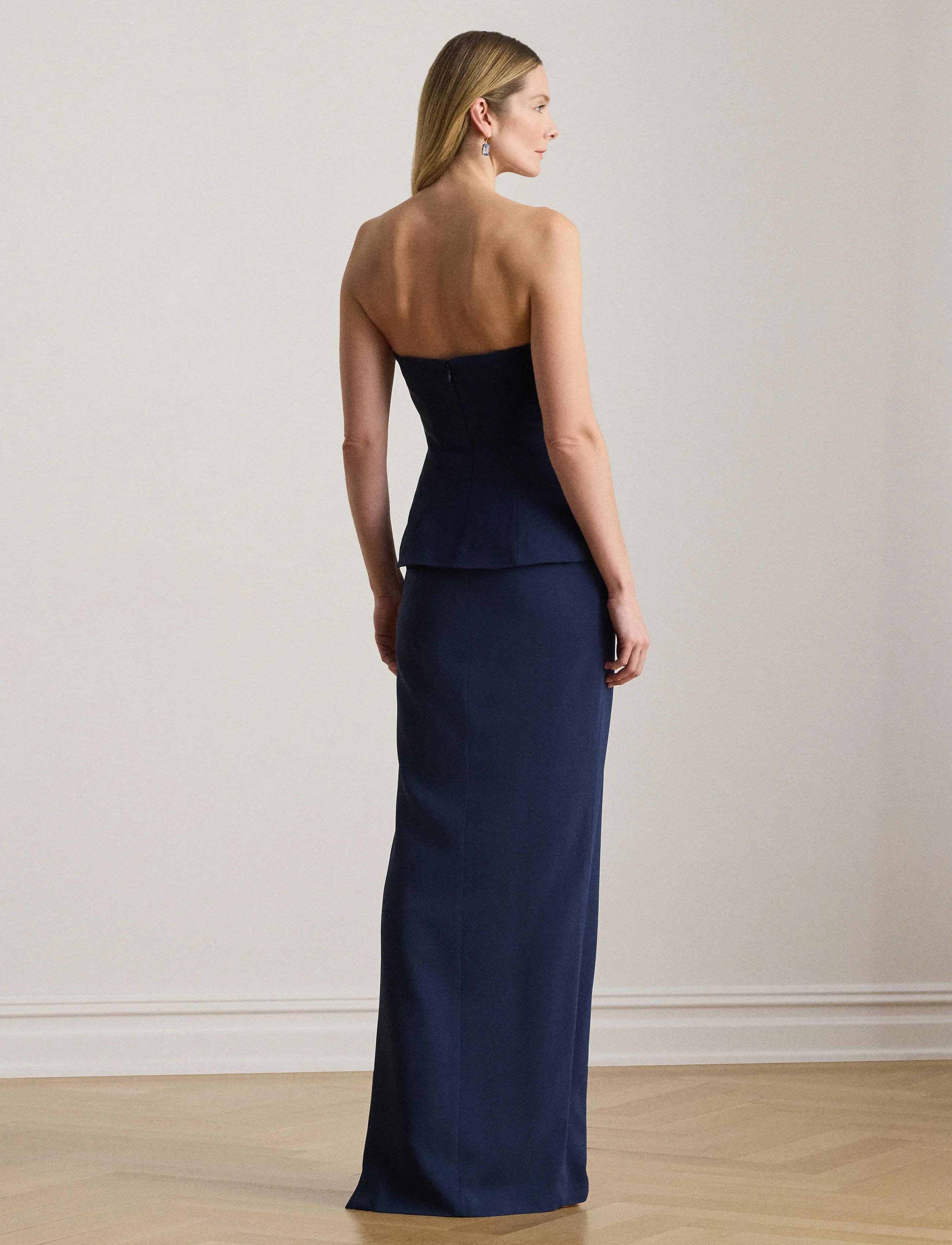 Lauren Ralph Lauren - Button-Trim Stretch Cady Strapless Gown - evening dresses - refined navy - 4