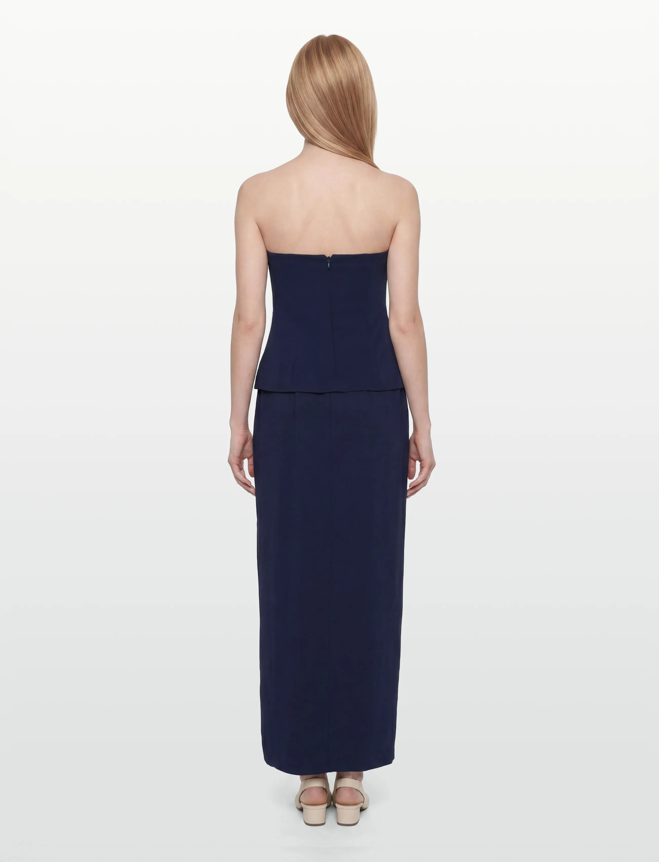 Lauren Ralph Lauren - Button-Trim Stretch Cady Strapless Gown - evening dresses - refined navy - 5