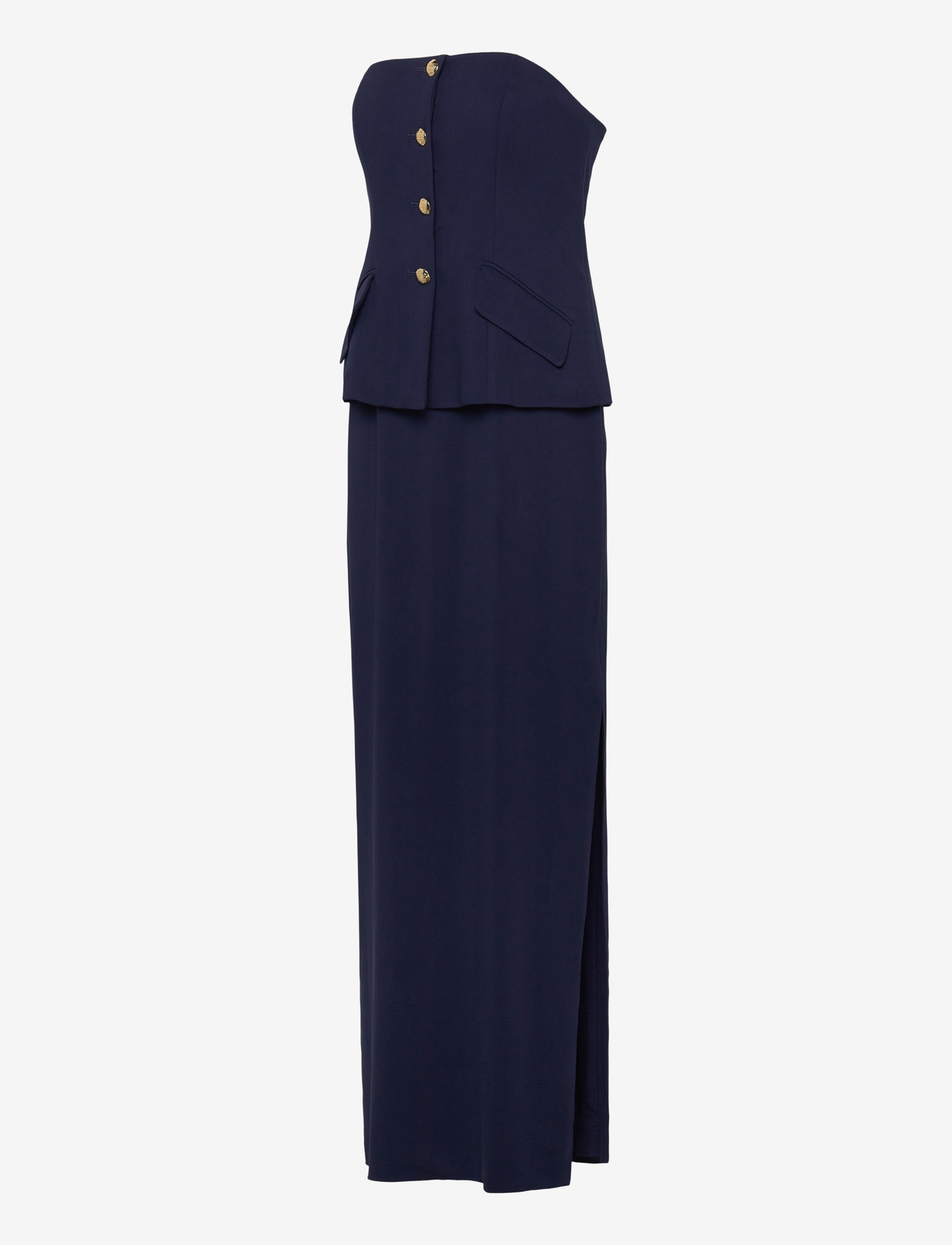 Lauren Ralph Lauren - Button-Trim Stretch Cady Strapless Gown - aftenkjoler - refined navy - 2