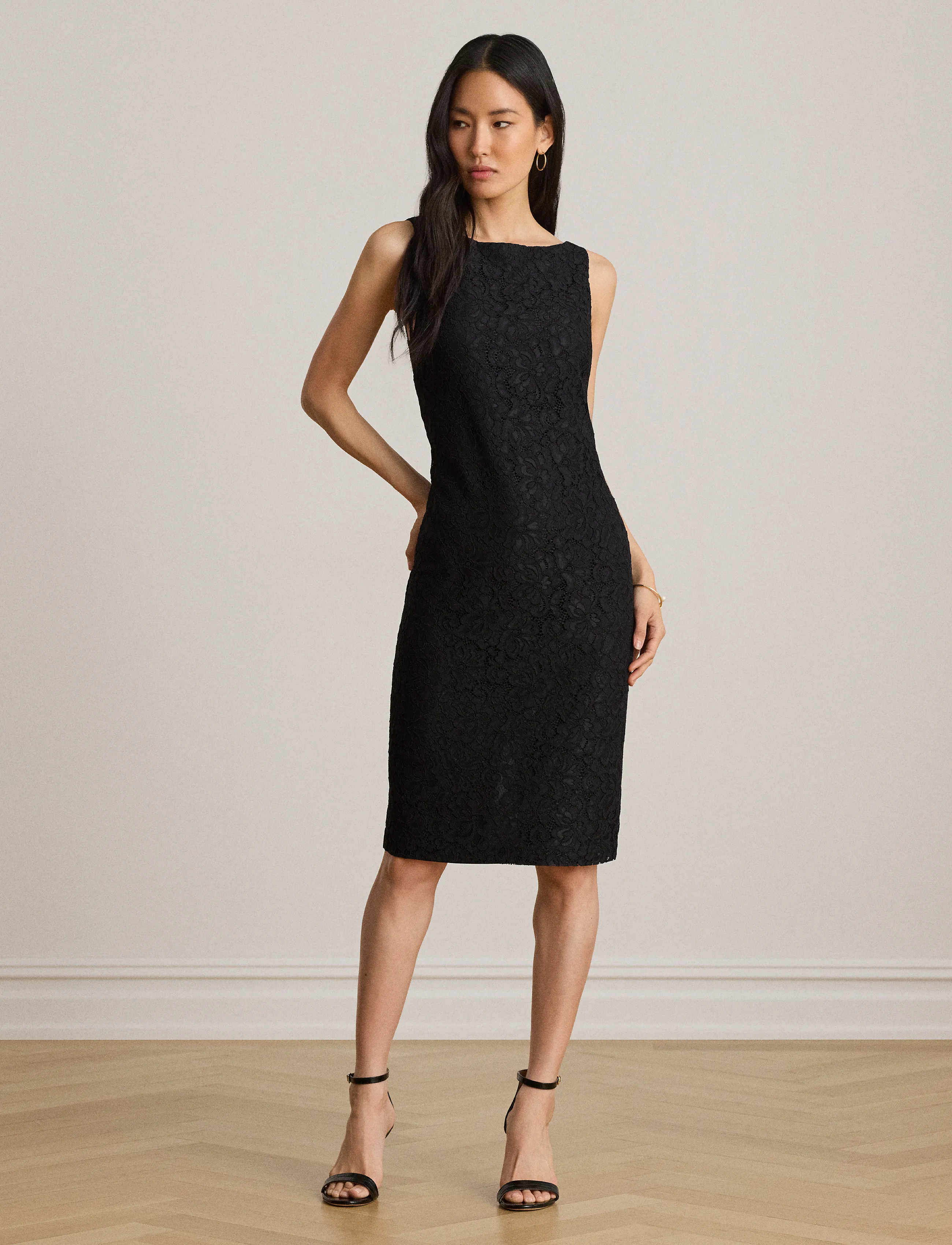 Lauren Ralph Lace Sleeveless Cocktail Dress, 36, Dresses, Schwarz - Knee-length & Midi, Frauen