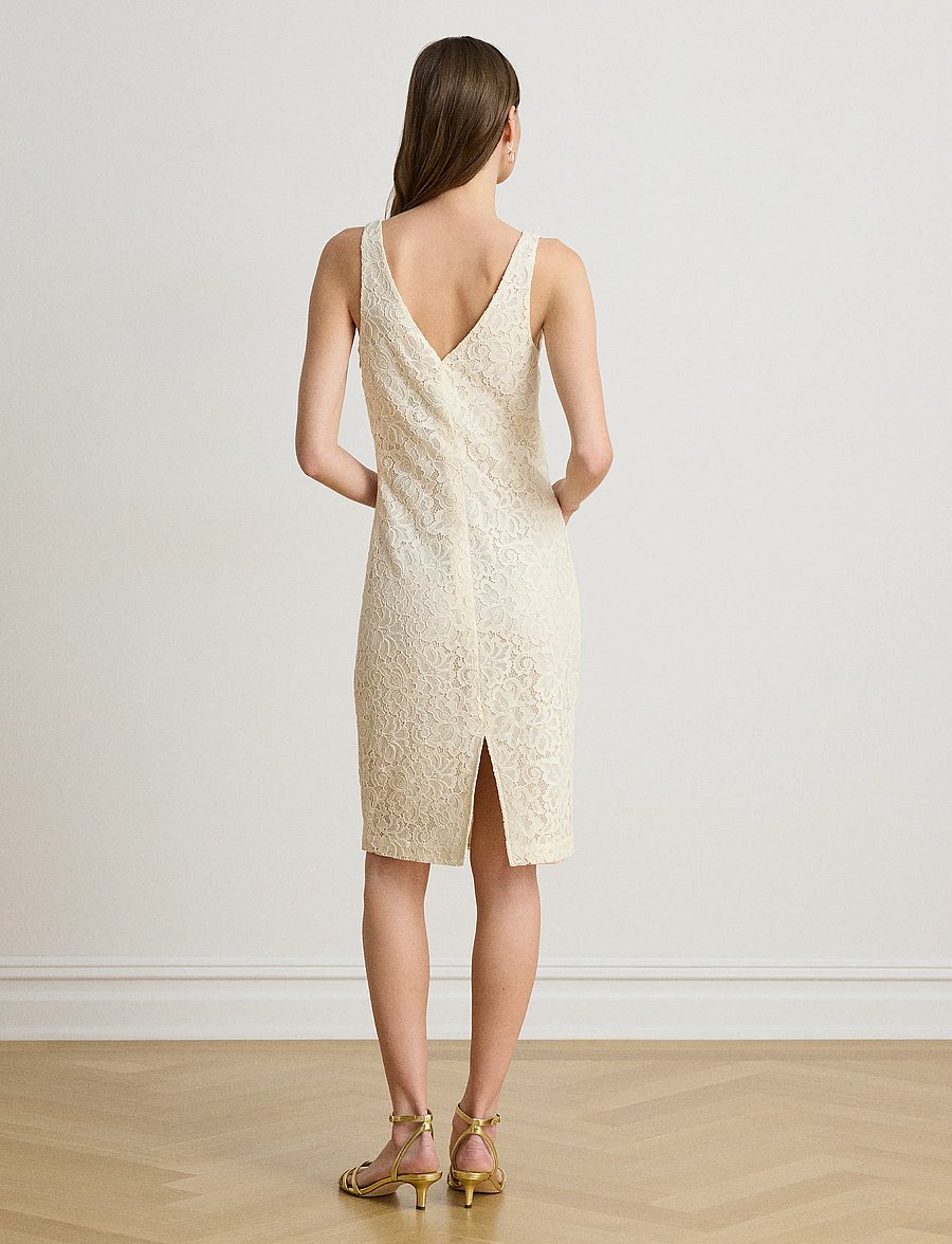 Lauren Ralph Lauren - Lace Sleeveless Cocktail Dress - cocktailkjoler - mascarpone cream - 2