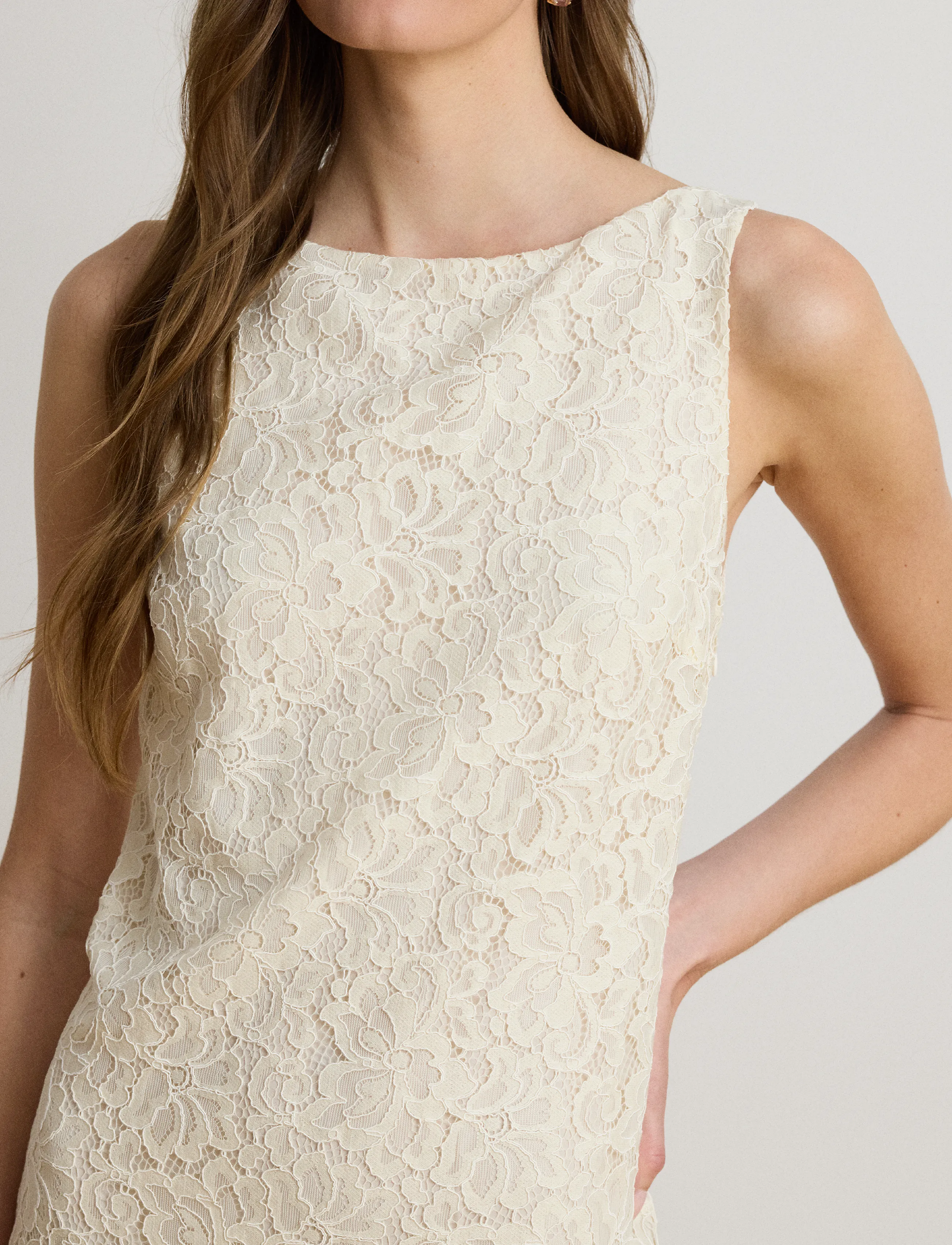 Lauren Ralph Lauren - Lace Sleeveless Cocktail Dress - cocktailkjoler - mascarpone cream - 3