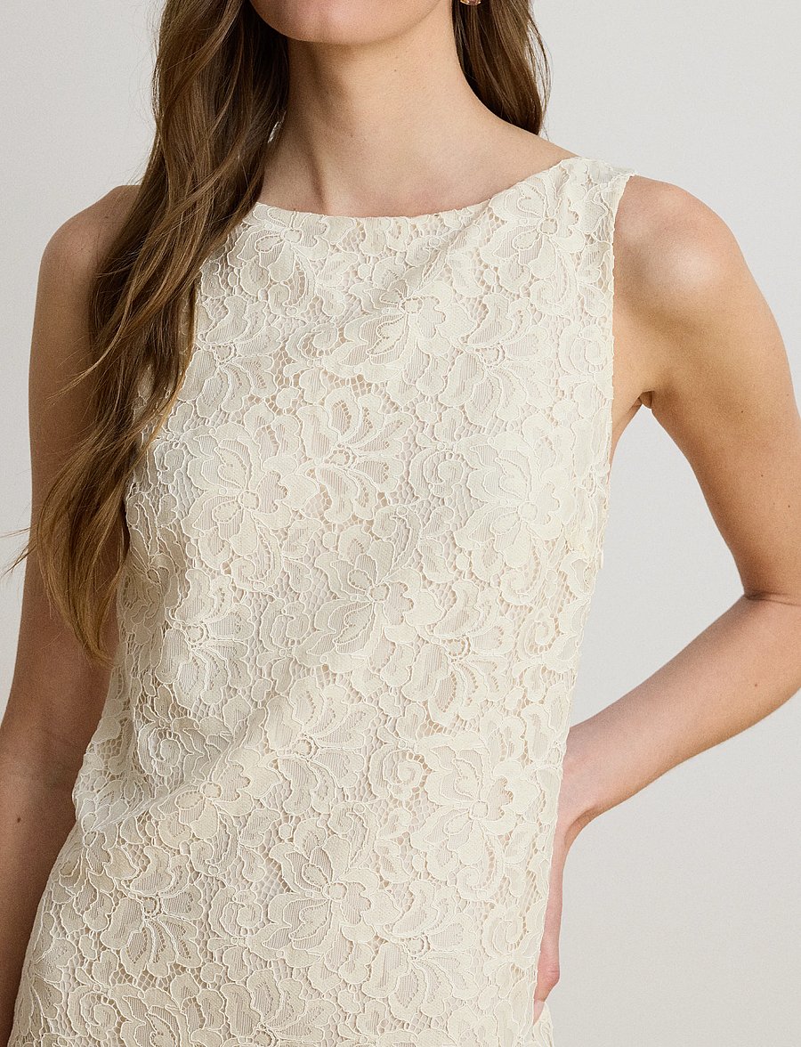 Lauren Ralph Lauren - Lace Sleeveless Cocktail Dress - cocktailkjoler - mascarpone cream - 3