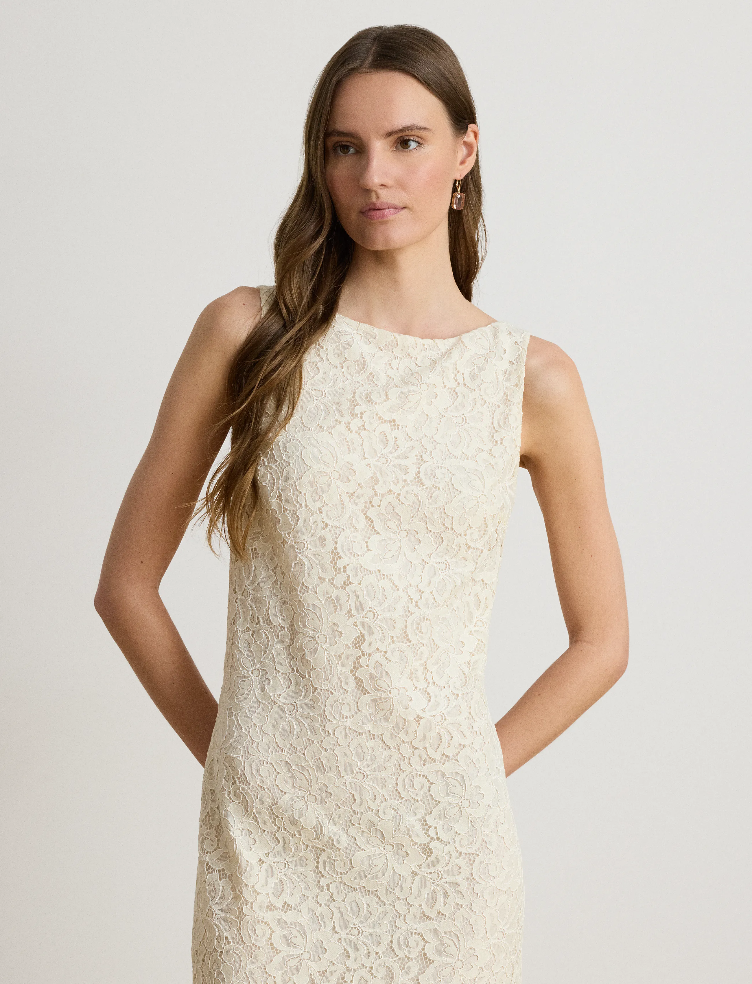 Lauren Ralph Lauren - Lace Sleeveless Cocktail Dress - cocktailkjoler - mascarpone cream - 4