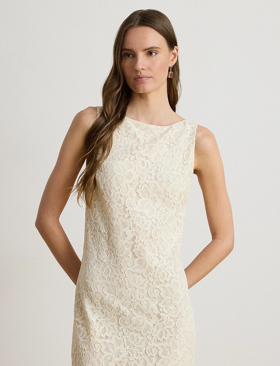 Lauren Ralph Lauren - Lace Sleeveless Cocktail Dress - cocktailkjoler - mascarpone cream - 4