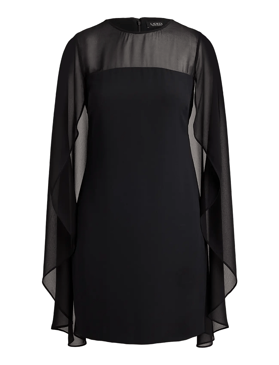 Lauren Ralph Lauren - Cape Georgette Cocktail Dress - cocktailkleider - black - 1