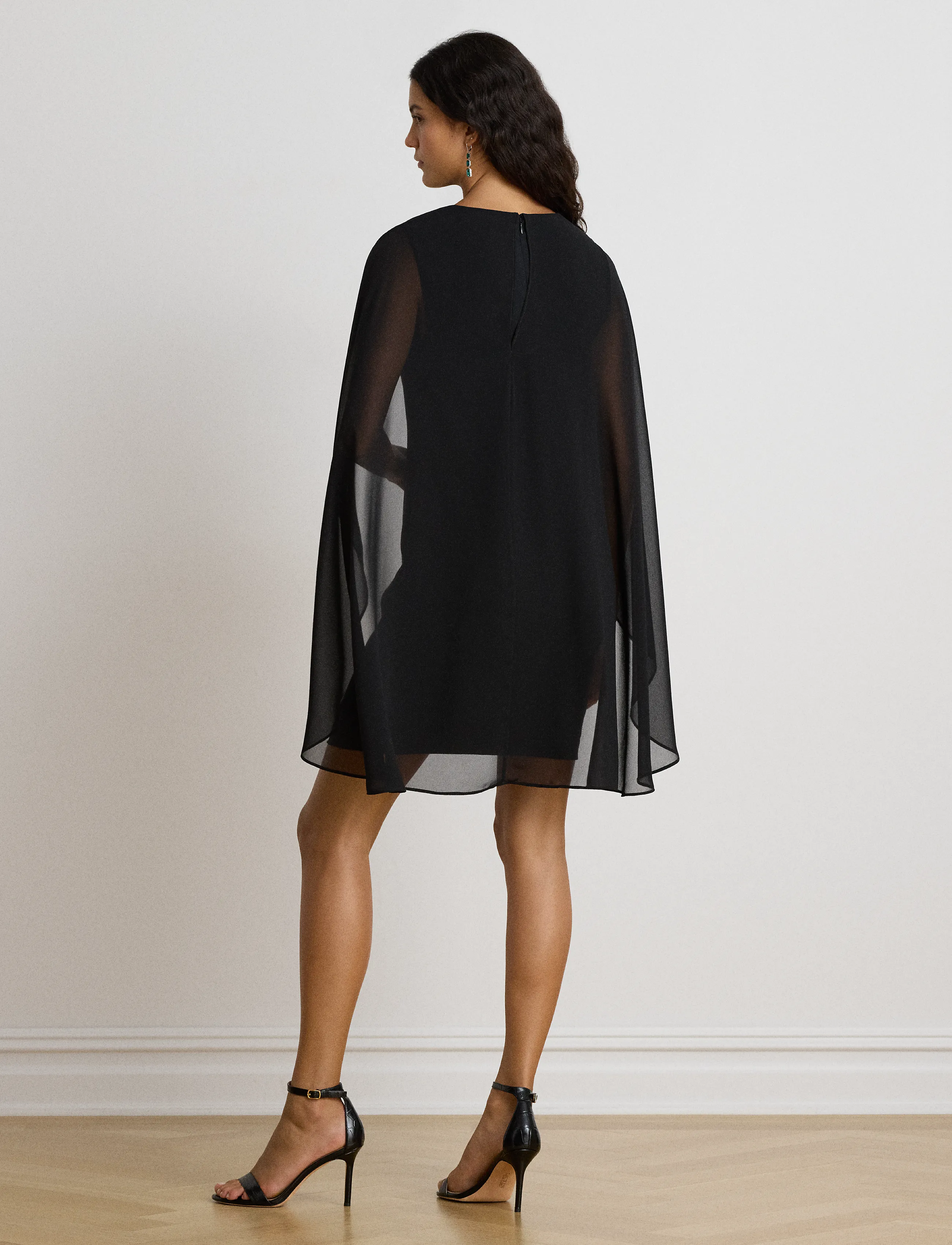 Lauren Ralph Lauren - Cape Georgette Cocktail Dress - cocktailkleider - black - 2