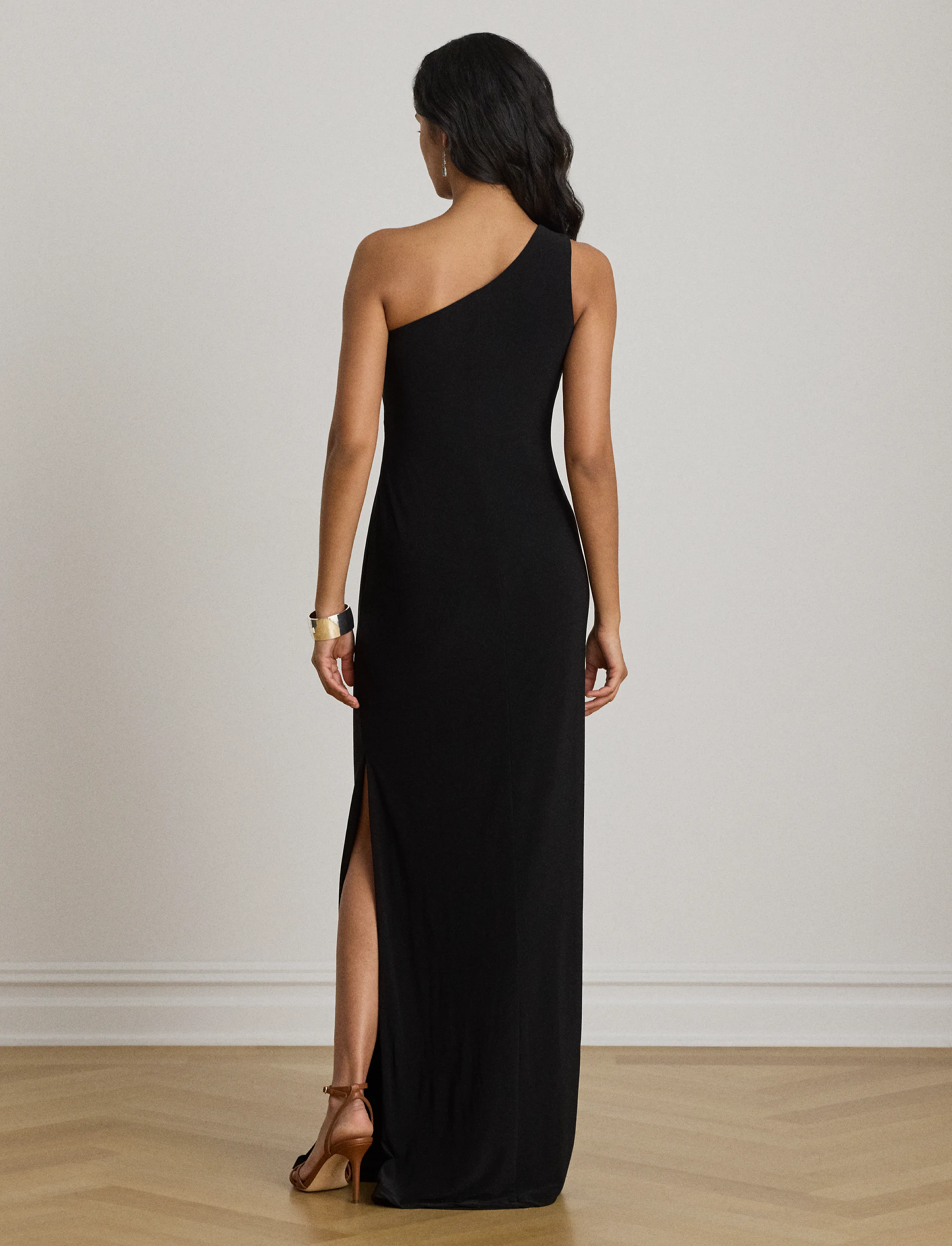 Lauren Ralph Lauren - Stretch Jersey One-Shoulder Gown - abendkleider - black - 2