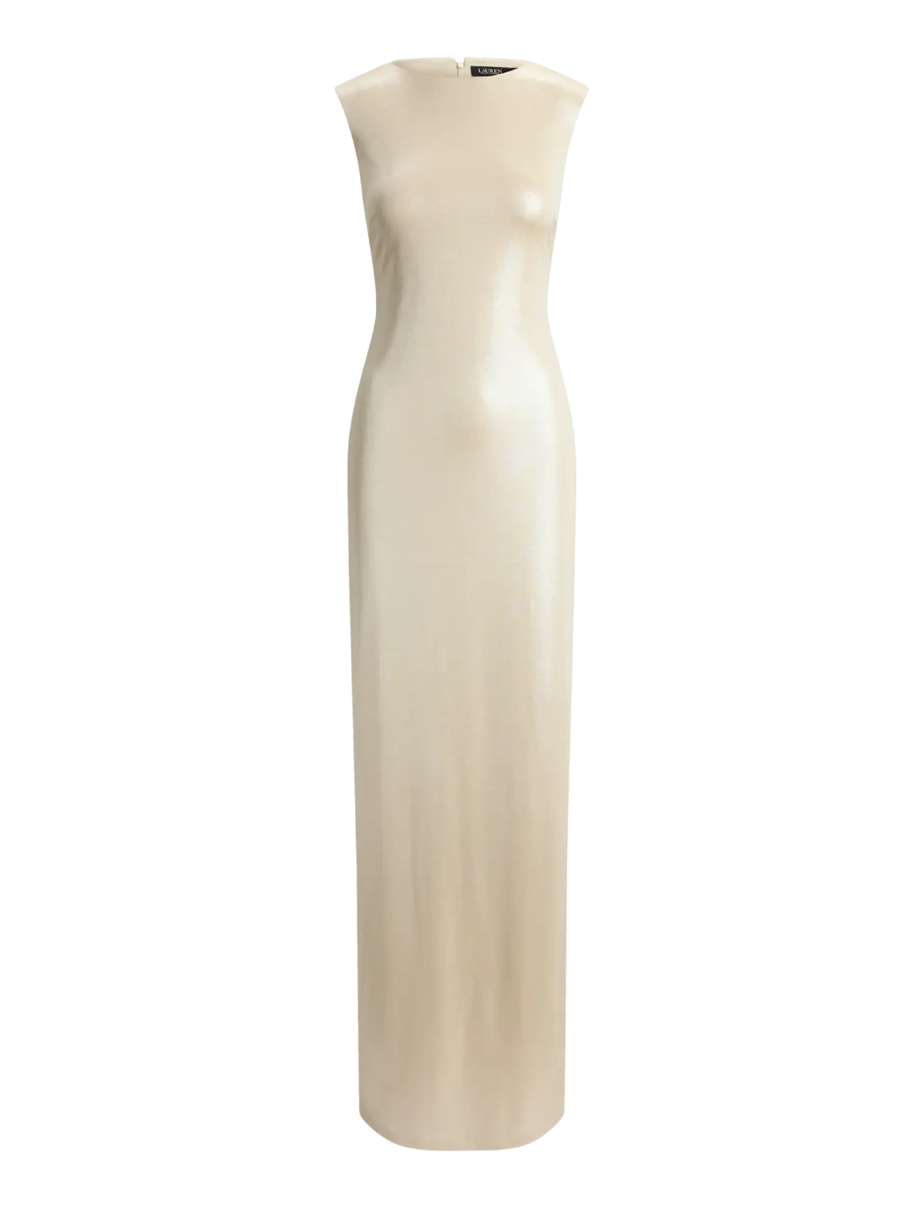 Lauren Ralph Lauren - Metallic Jersey Boatneck Gown - champagne/silver - 1