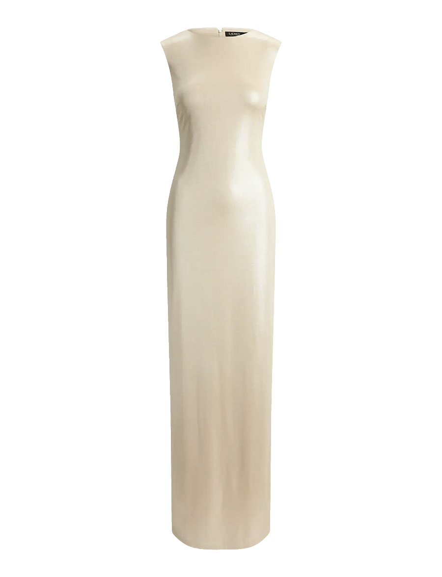 Lauren Ralph Lauren - Metallic Jersey Boatneck Gown - festkjoler - champagne/silver - 1