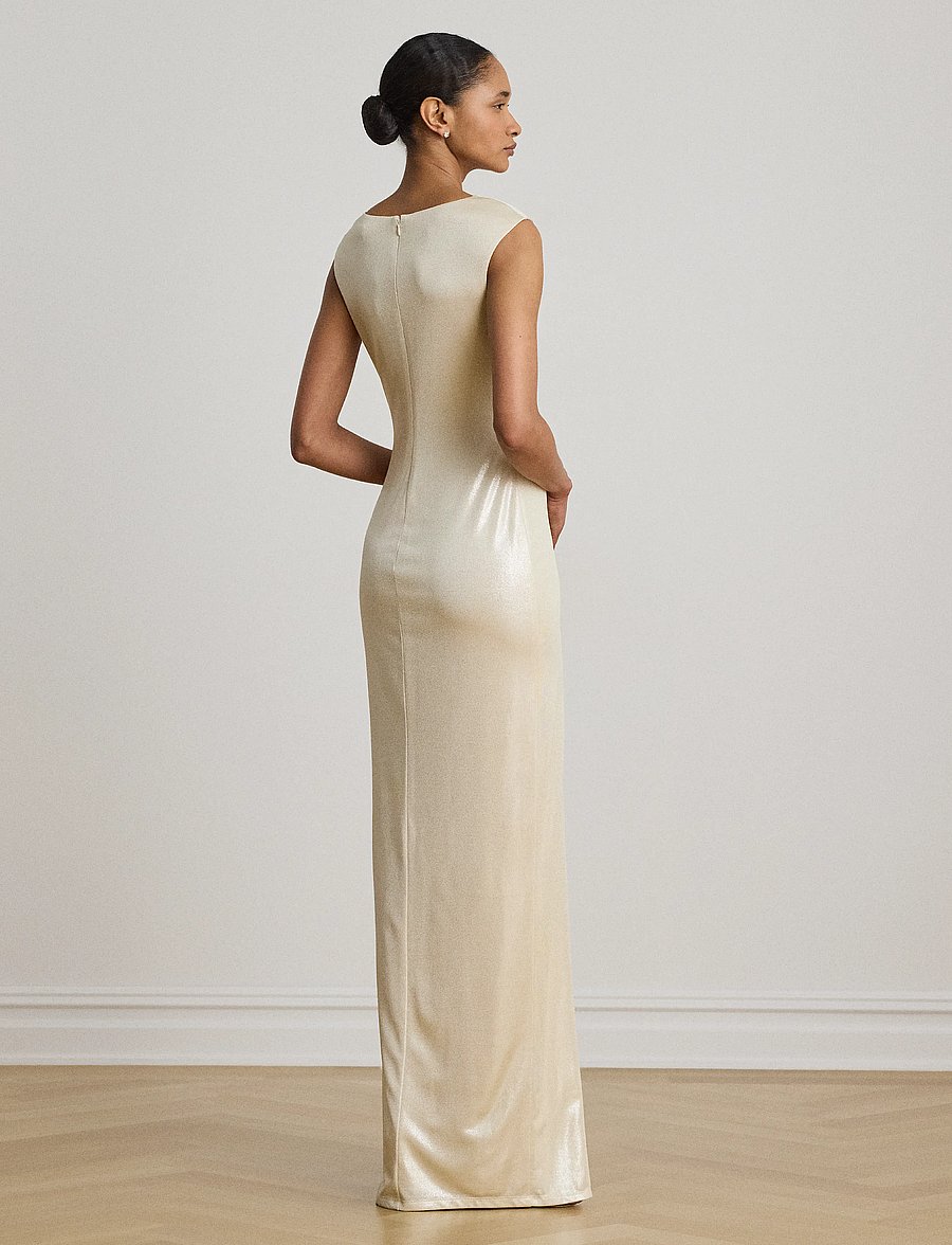 Lauren Ralph Lauren - Metallic Jersey Boatneck Gown - festkjoler - champagne/silver - 2