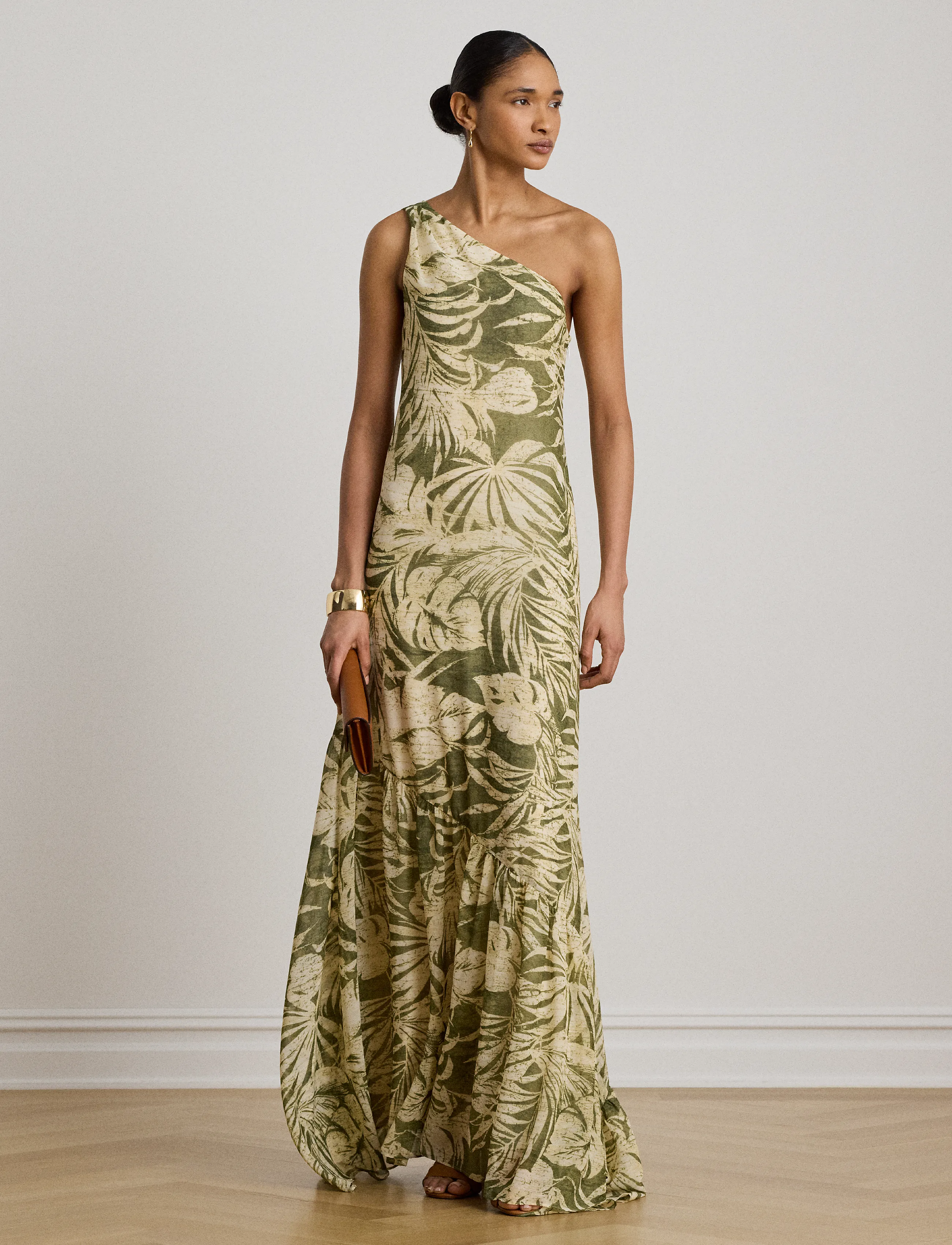 Lauren Ralph Lauren Print Georgette One-Shoulder Gown - Sommerkjoler - OLIVE MULTI / khaki/green
