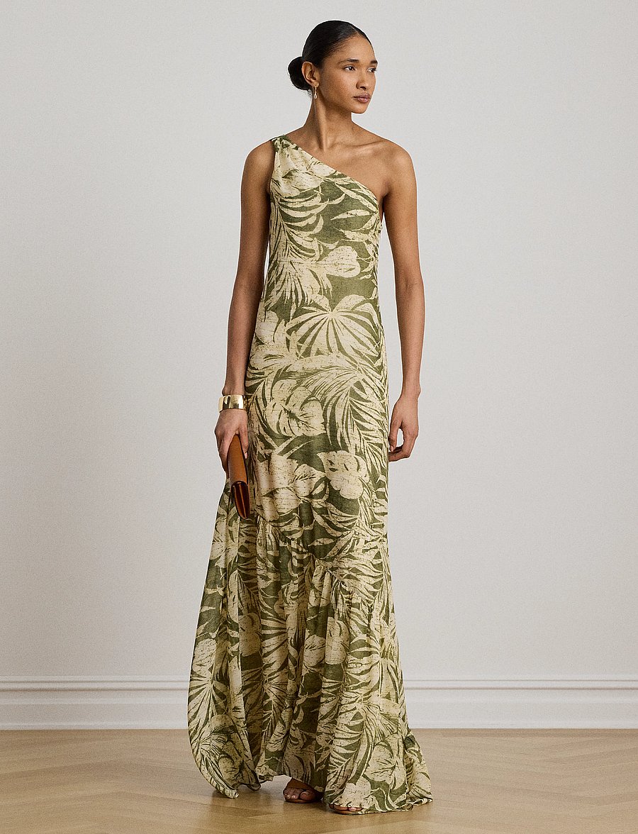Lauren Ralph Lauren - Print Georgette One-Shoulder Gown - sommerkleider - olive multi - 0