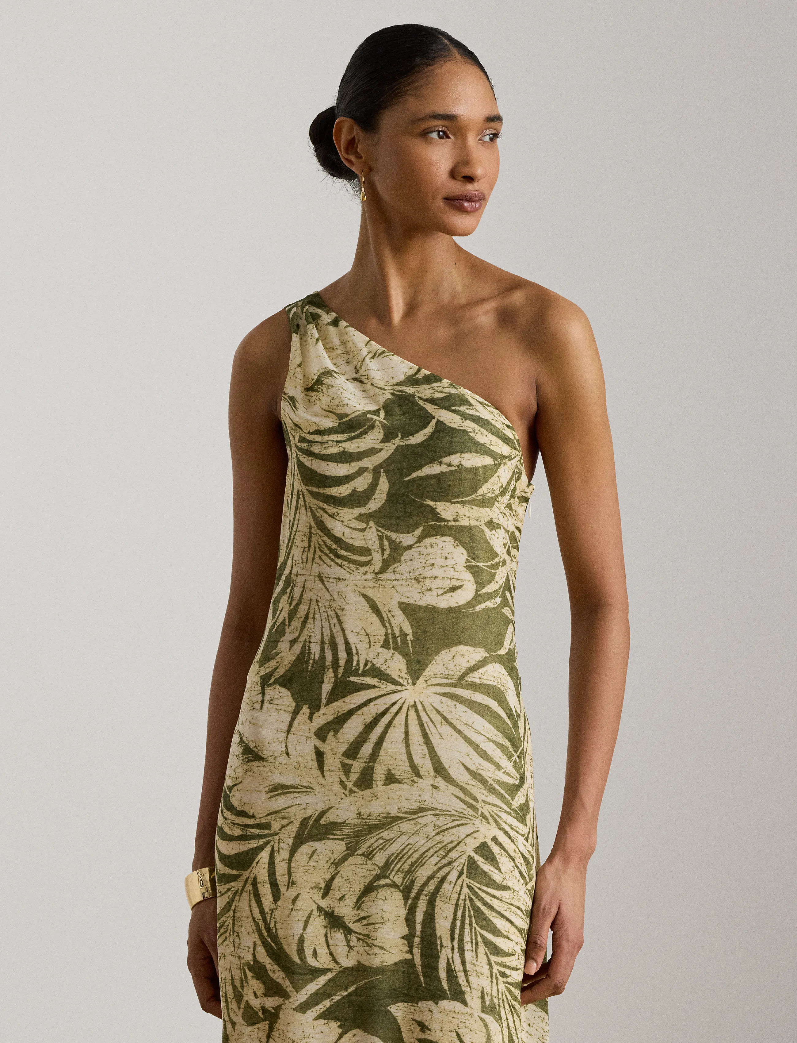 Lauren Ralph Lauren - Print Georgette One-Shoulder Gown - sukienki letnie - olive multi - 3