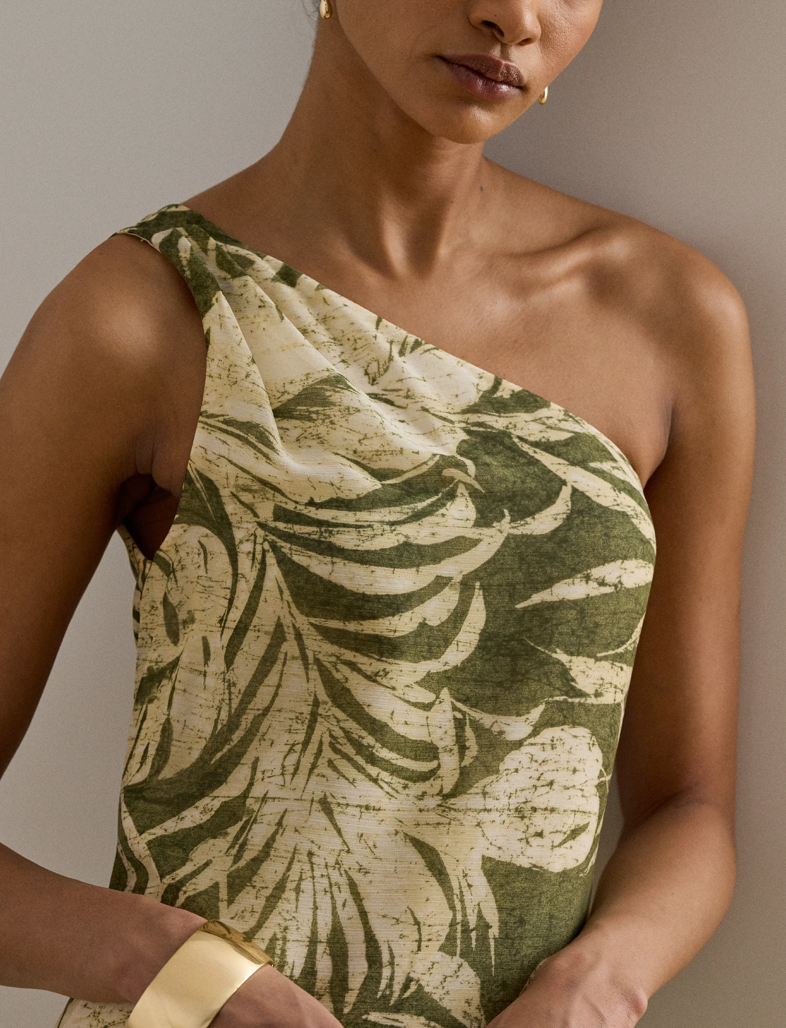 Lauren Ralph Lauren - Print Georgette One-Shoulder Gown - sukienki letnie - olive multi - 4