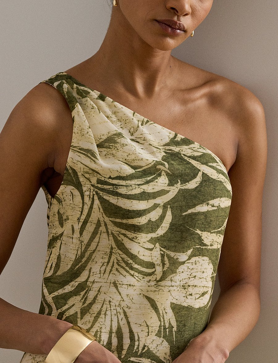 Lauren Ralph Lauren - Print Georgette One-Shoulder Gown - sommerkleider - olive multi - 4