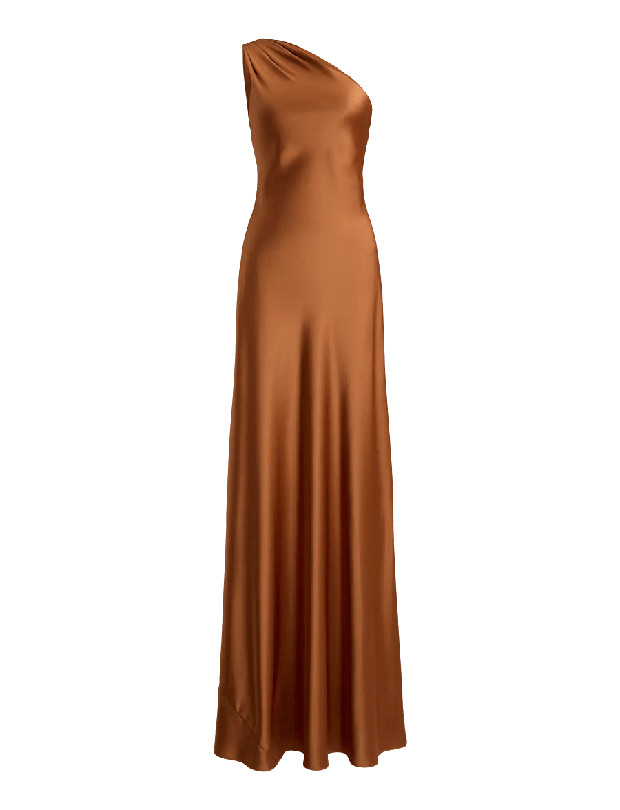 Lauren Ralph Lauren - Satin Charmeuse One-Shoulder Gown - aftonklänningar - red terracotta - 1