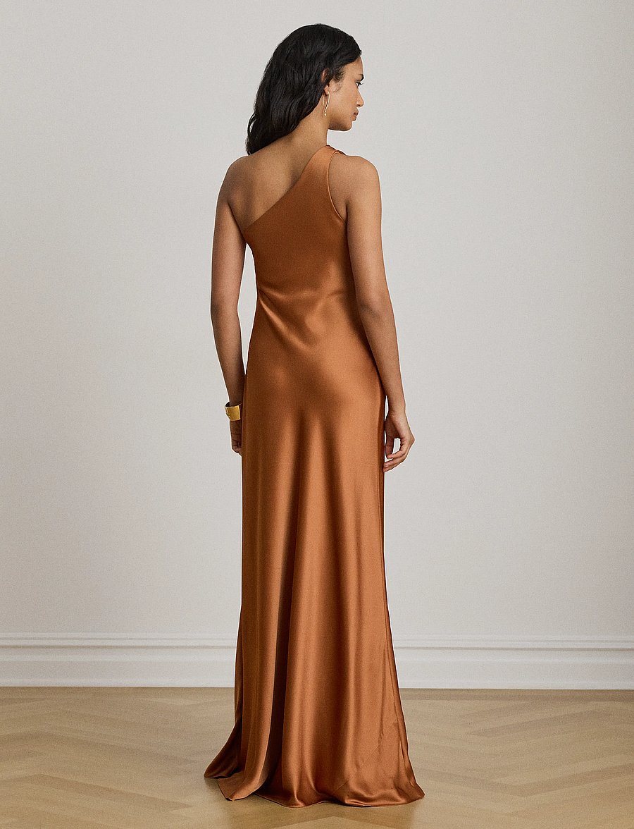 Lauren Ralph Lauren - Satin Charmeuse One-Shoulder Gown - aftonklänningar - red terracotta - 2