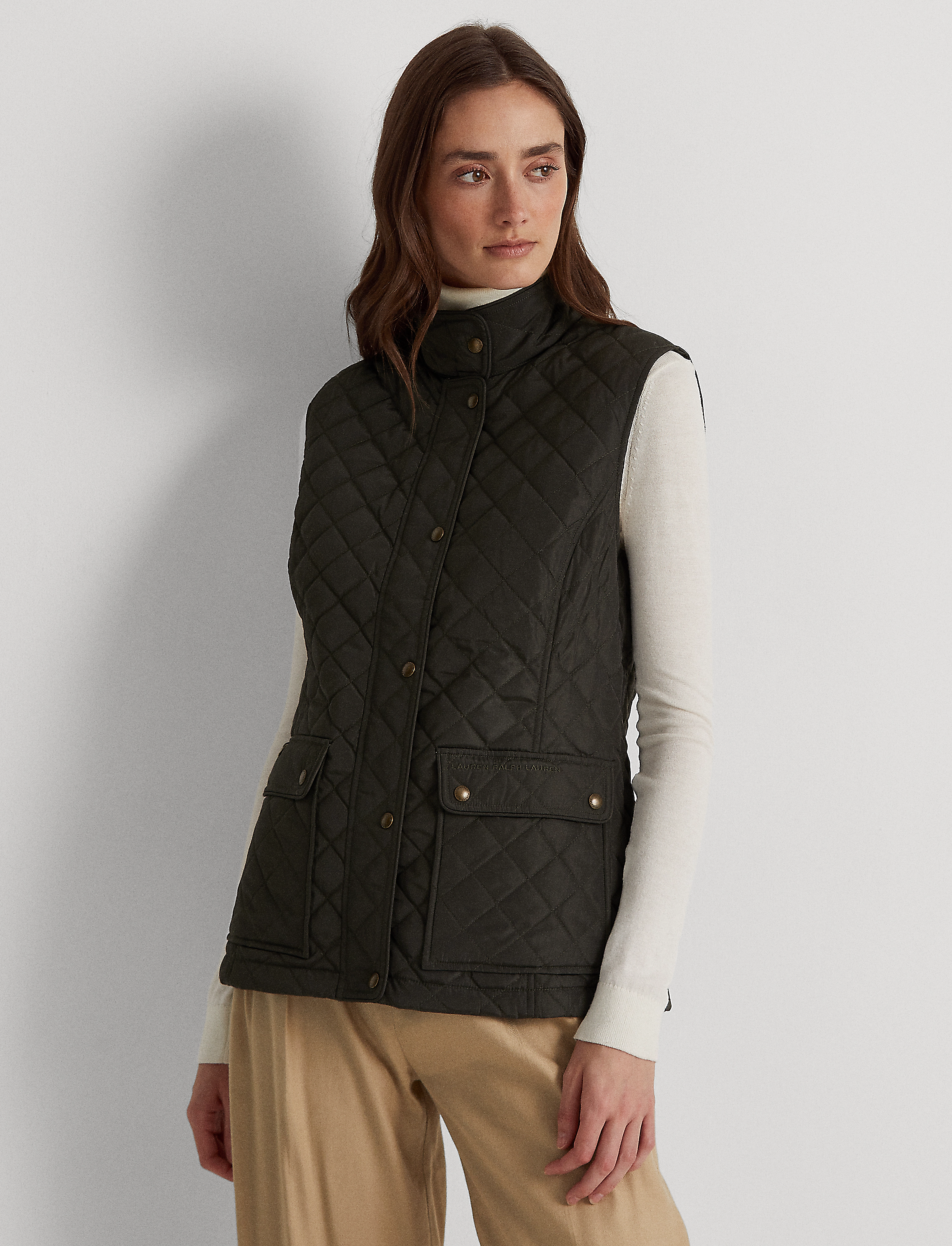 Lauren Ralph Lauren - Quilted Mockneck Vest - dark moss - 2