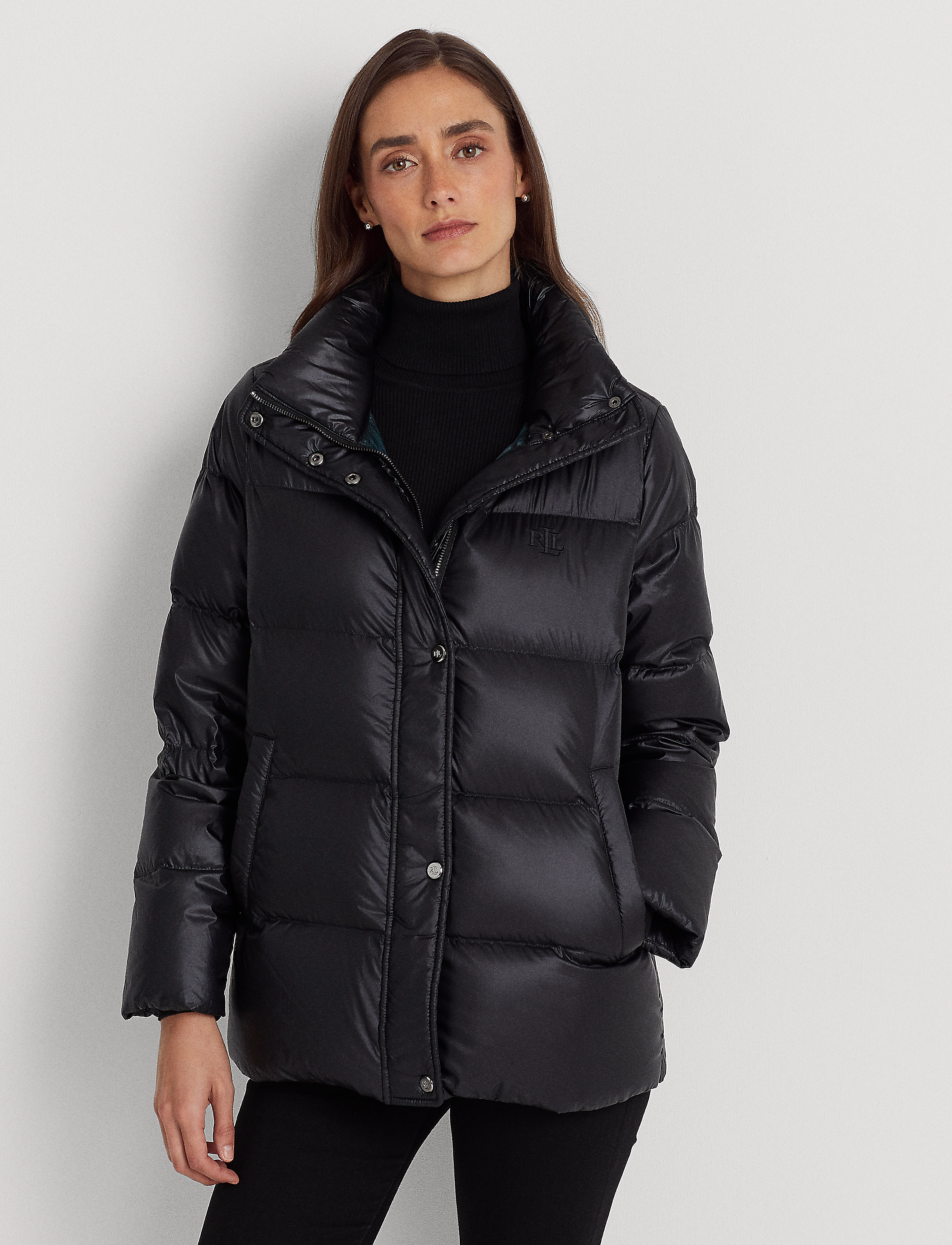 Lauren Ralph Lauren - Metallic Hooded Down Coat - black - 3