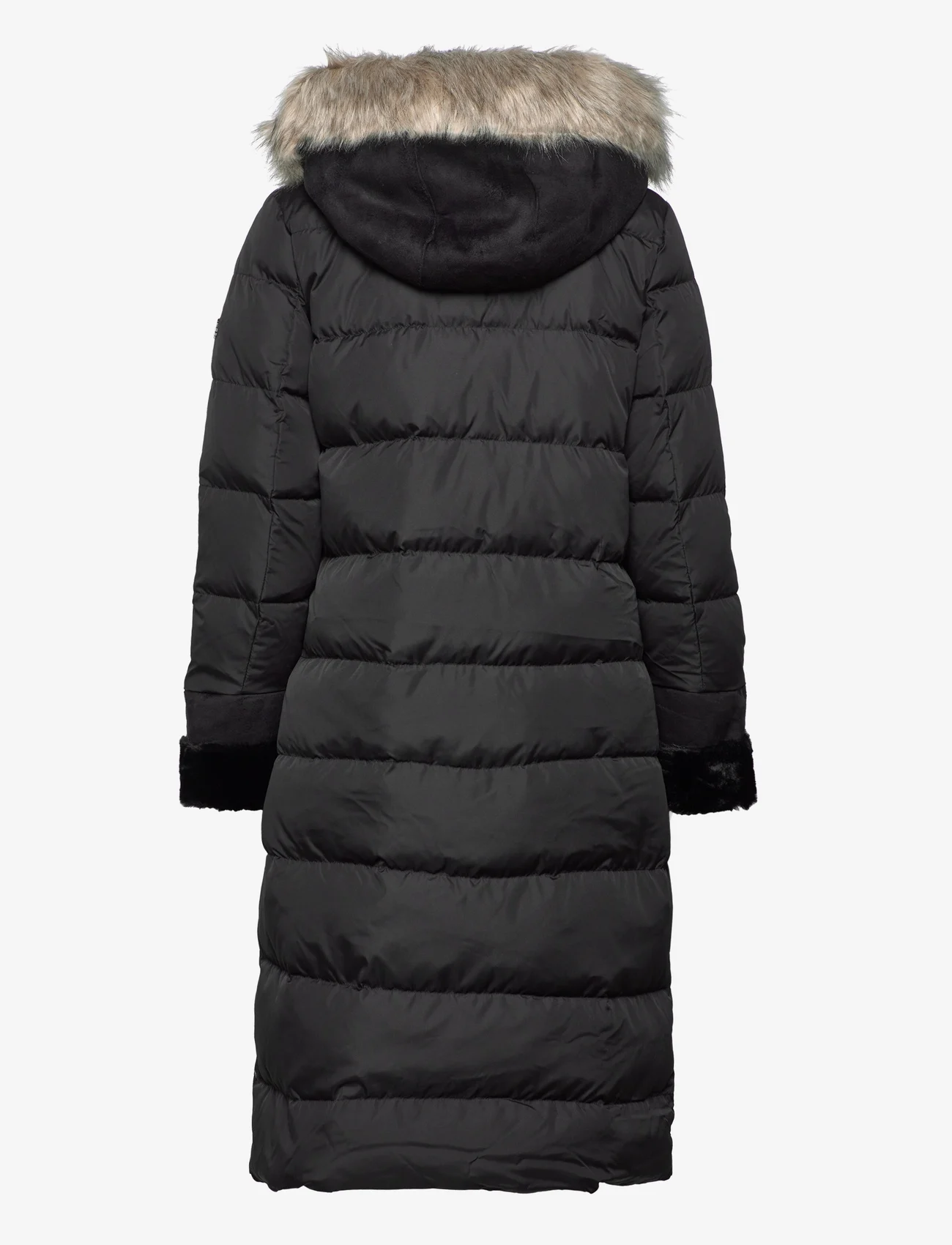 Lauren Ralph Lauren - Faux Fur-Trim Long Hooded Down Coat - Žieminiai paltai - black - 1