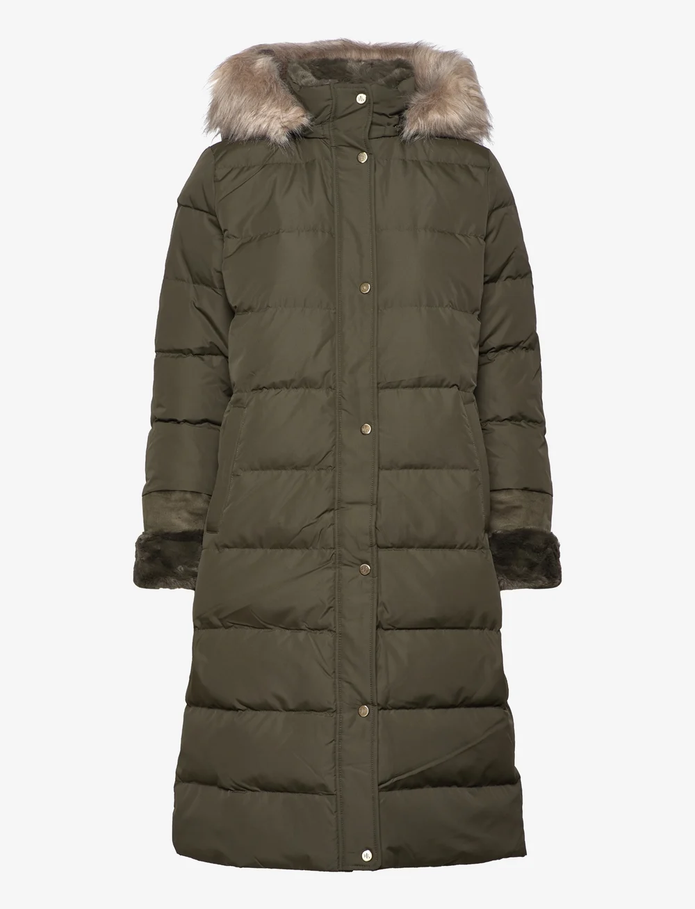 Lauren ralph lauren faux fur trim puffer maxi puffer coat hotsell