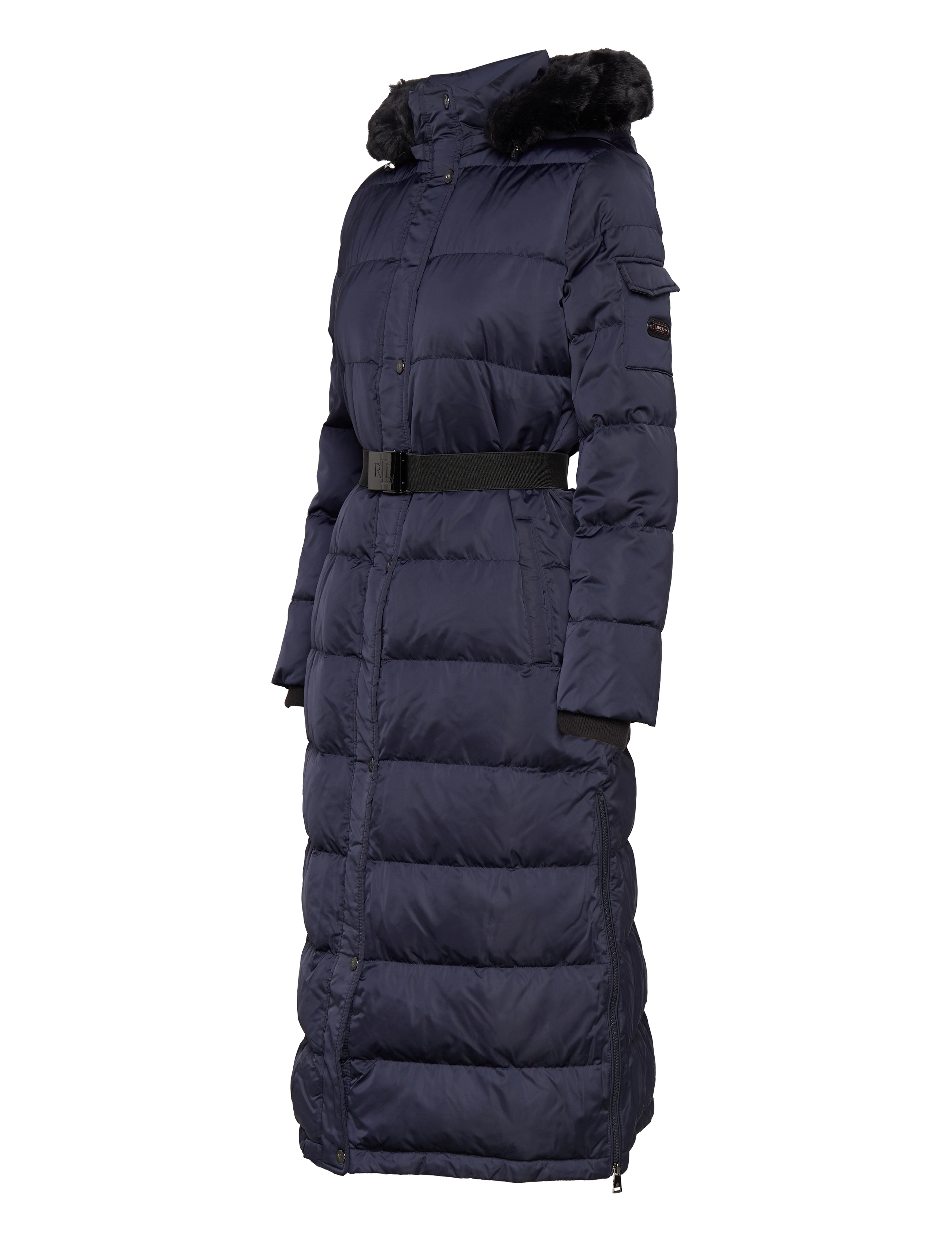 Lauren Ralph Lauren - Belted Satin Maxi Down Coat - dk navy - 2