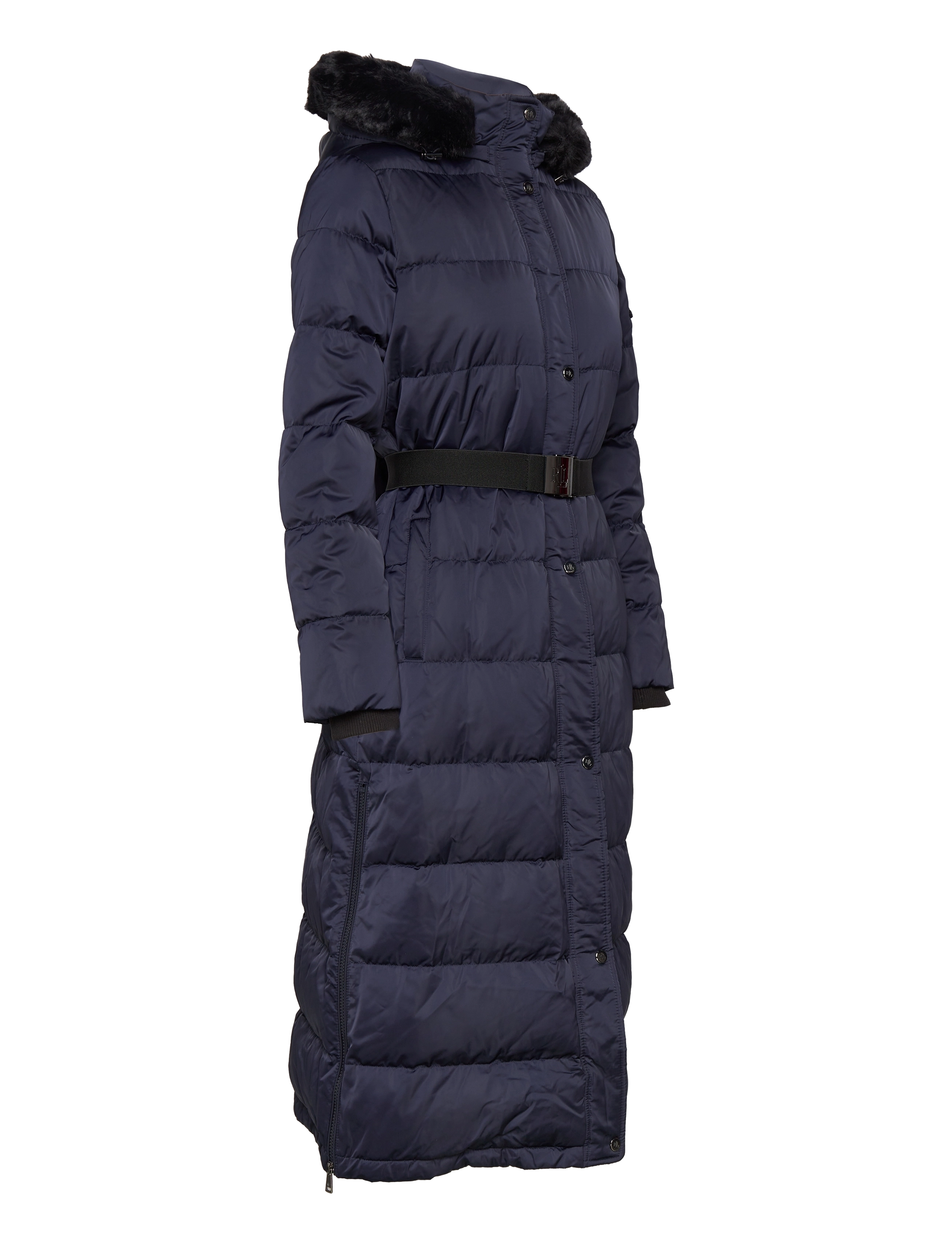 Lauren Ralph Lauren - Belted Satin Maxi Down Coat - dk navy - 3
