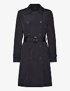 Belted Double-Breasted Trench Coat - DK NAVY