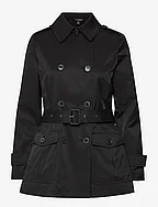 Double-Breasted Cotton-Blend Trench Coat - BLACK