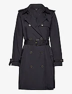 Belted Double-Breasted Trench Coat - DK NAVY