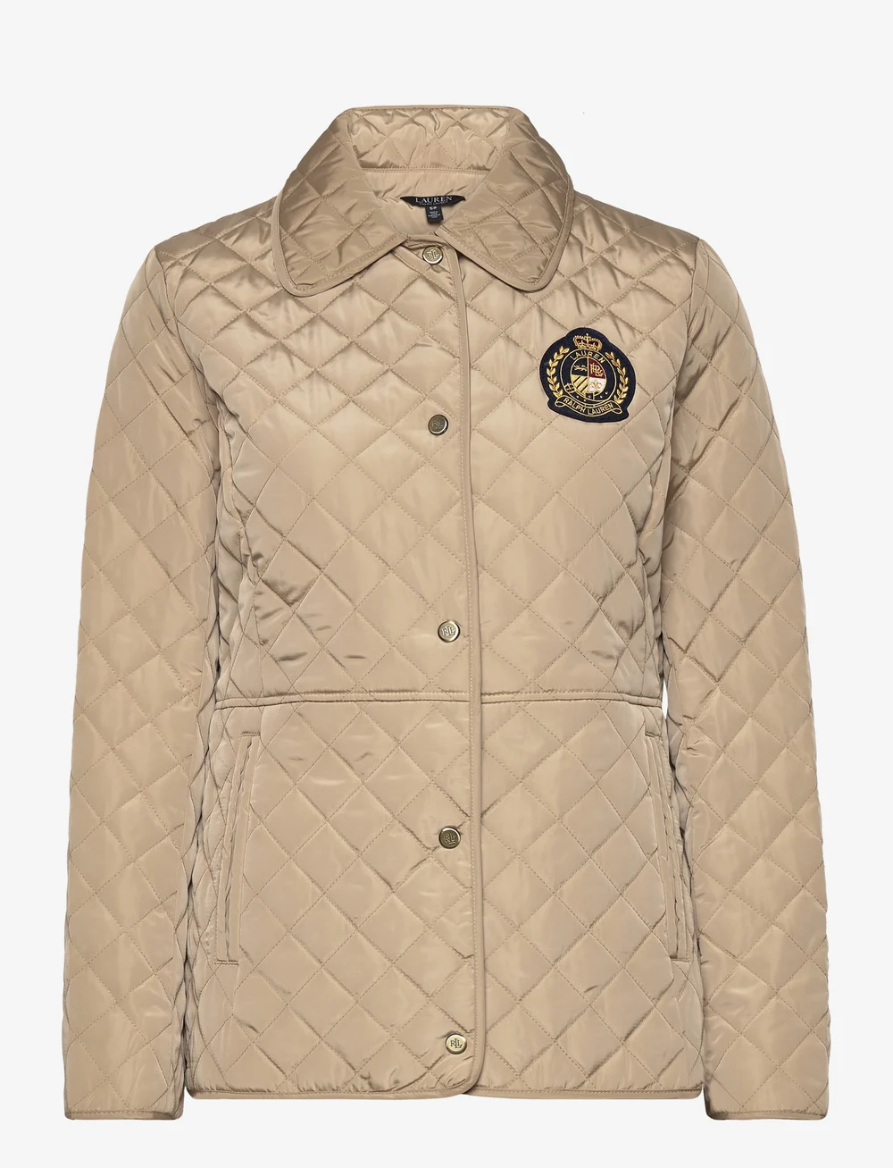 Embroidered crest 2025 diamond quilted jacket