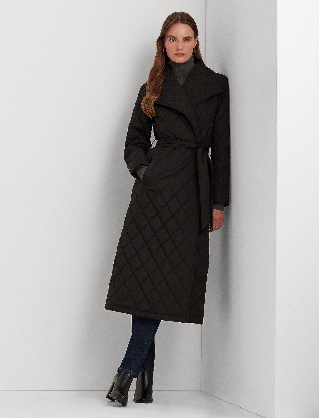 Ralph lauren black wrap best sale coat