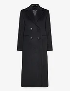 Double-Breasted Wool-Blend Coat - BLACK