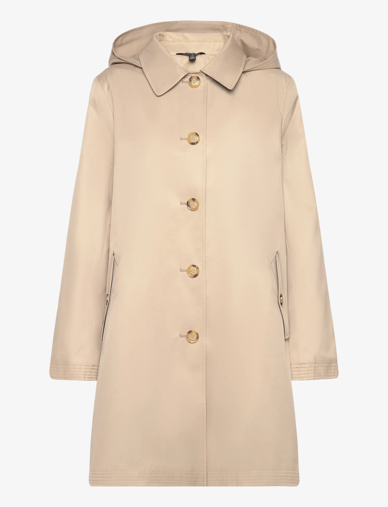 Lauren Ralph Lauren - Hooded Cotton-Blend Balmacaan Coat - light coats - birch tan - 0