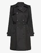 Double-Breasted Cotton-Blend Trench Coat - BLACK