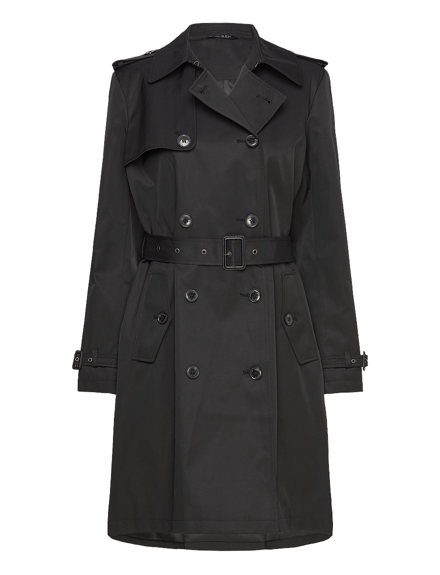 Lauren Ralph Lauren - Double-Breasted Cotton-Blend Trench Coat - black - 0
