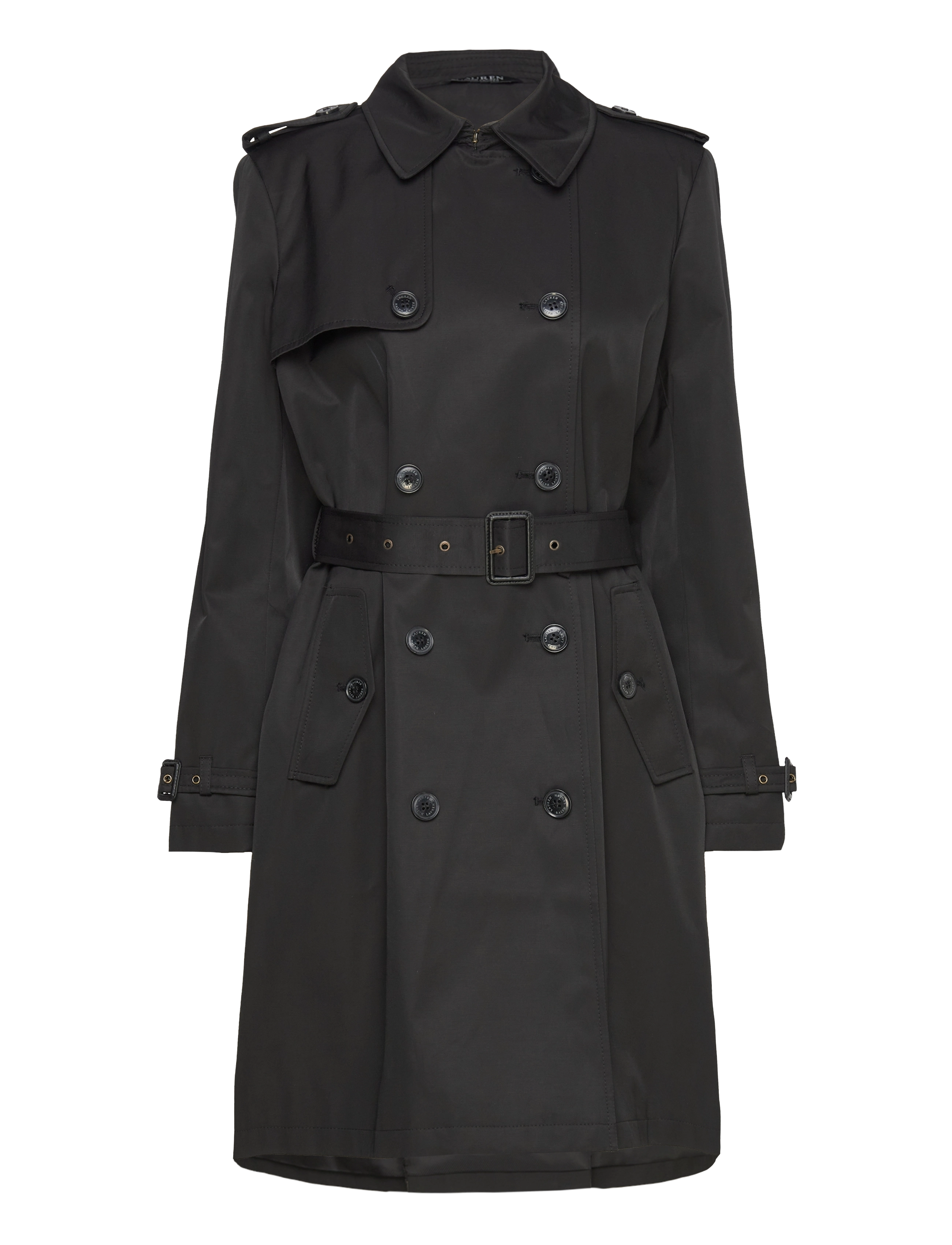Lauren Ralph Lauren - Double-Breasted Cotton-Blend Trench Coat - black - 2