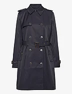 Double-Breasted Cotton-Blend Trench Coat - DK NAVY