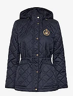 Crest-Patch Diamond-Quilted Hooded Coat - DK NAVY