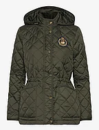 Crest-Patch Diamond-Quilted Hooded Coat - LITCHFIELD LODEN