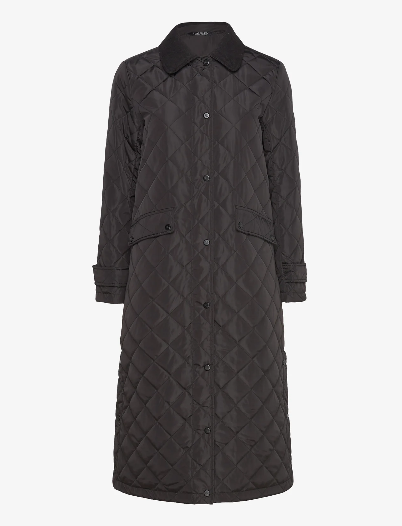 Lauren Ralph Lauren - Corduroy-Trim Diamond-Quilted Coat - quilted jackets - black - 0