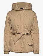 Belted Onion-Quilted Hooded Coat - BIRCH TAN