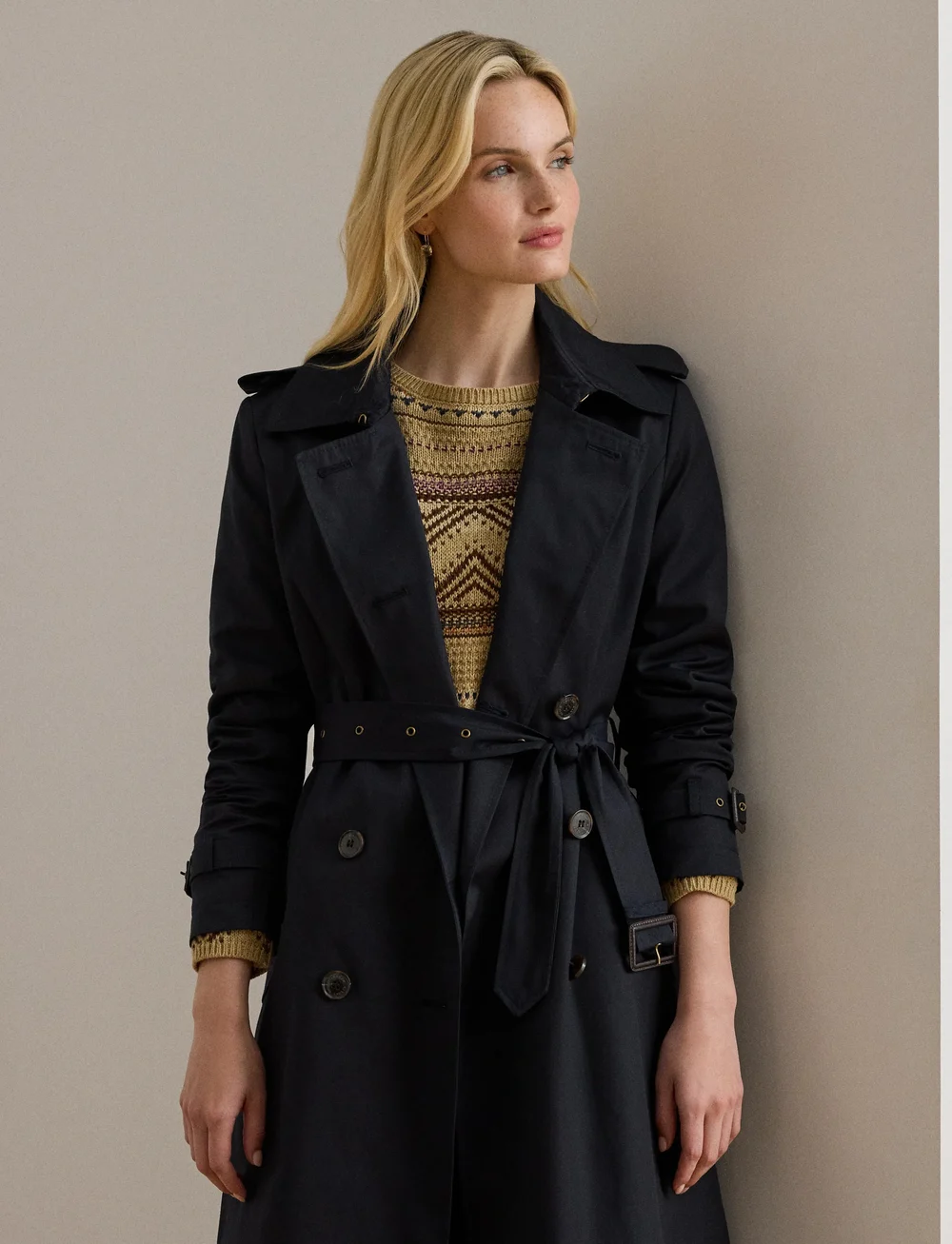 Lauren Ralph Lauren - Double-Breasted Belted Trench Coat - trenchcoats - dk navy - 0