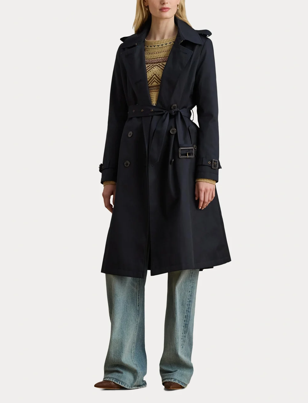 Lauren Ralph Lauren - Double-Breasted Belted Trench Coat - trenchcoats - dk navy - 4