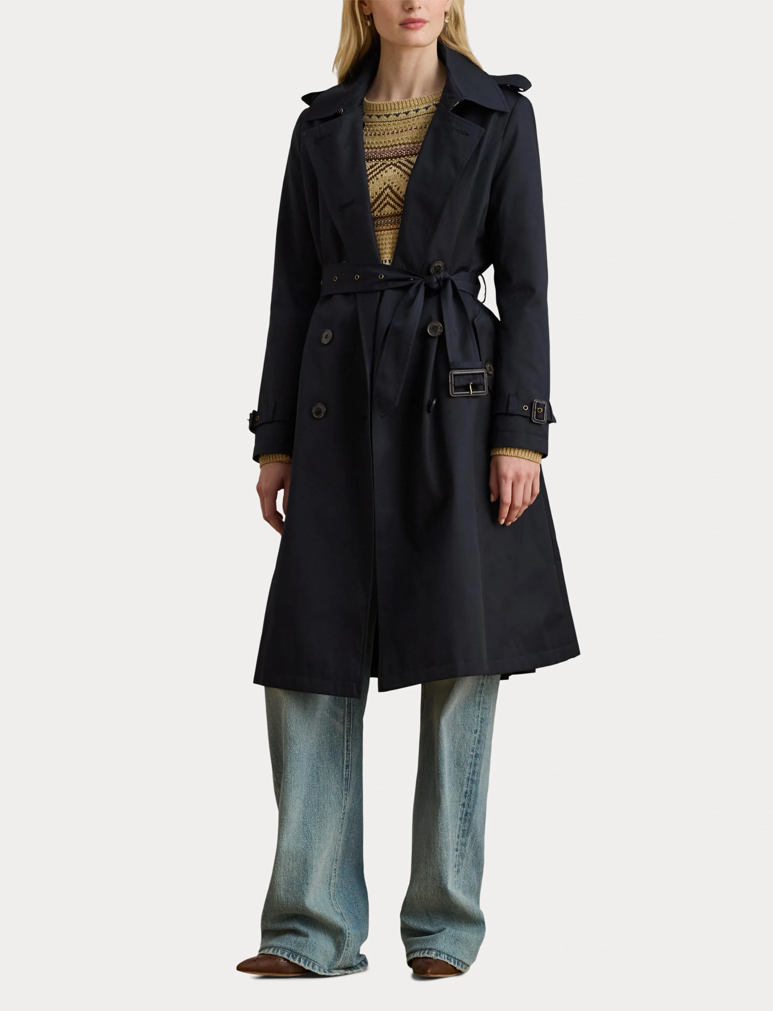 Lauren Ralph Lauren - Double-Breasted Belted Trench Coat - dk navy - 4