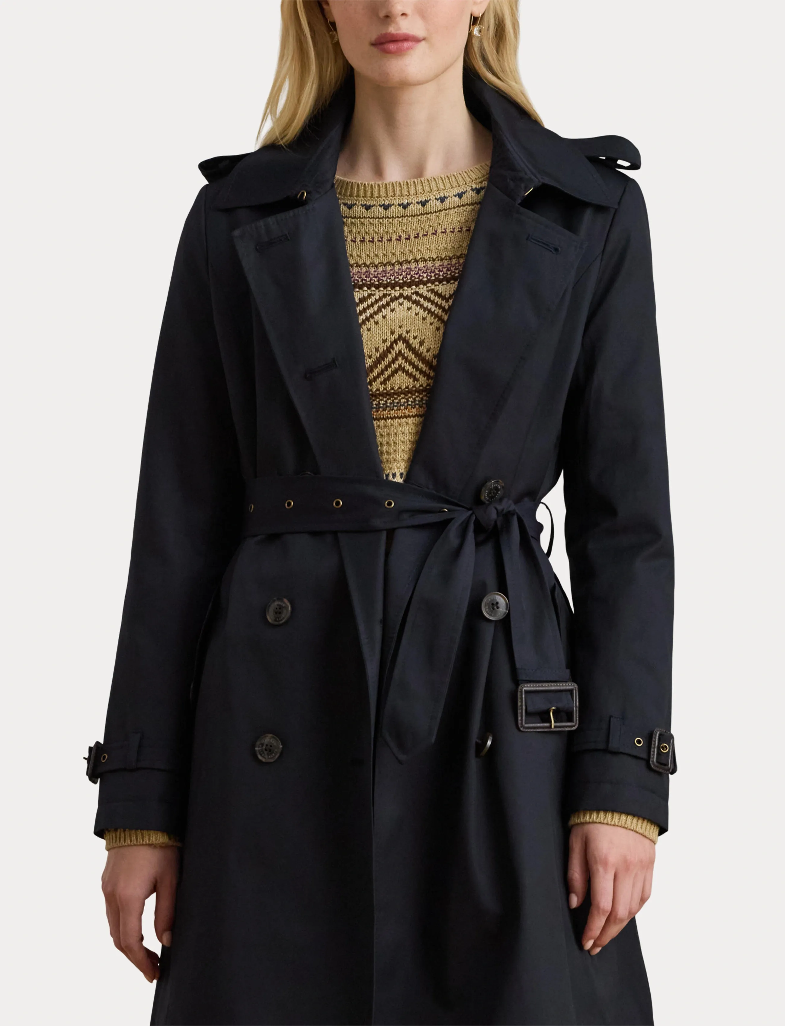 Lauren Ralph Lauren - Double-Breasted Belted Trench Coat - dk navy - 5