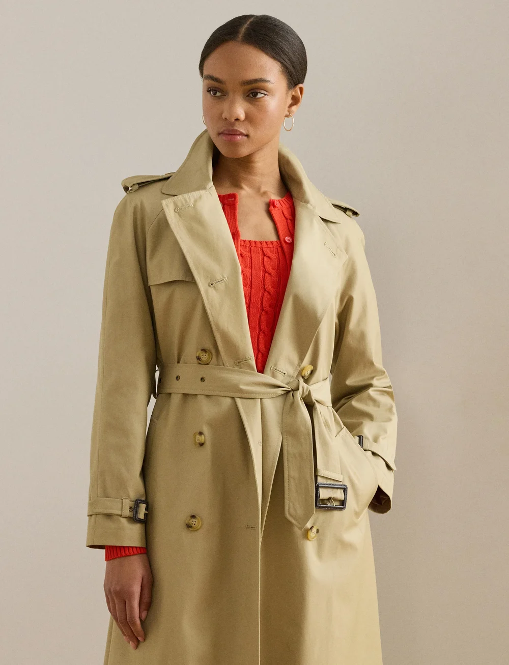 Lauren Ralph Lauren - COTTON BLEND-BL DB W NS44 - trenchcoats - birch tan - 0