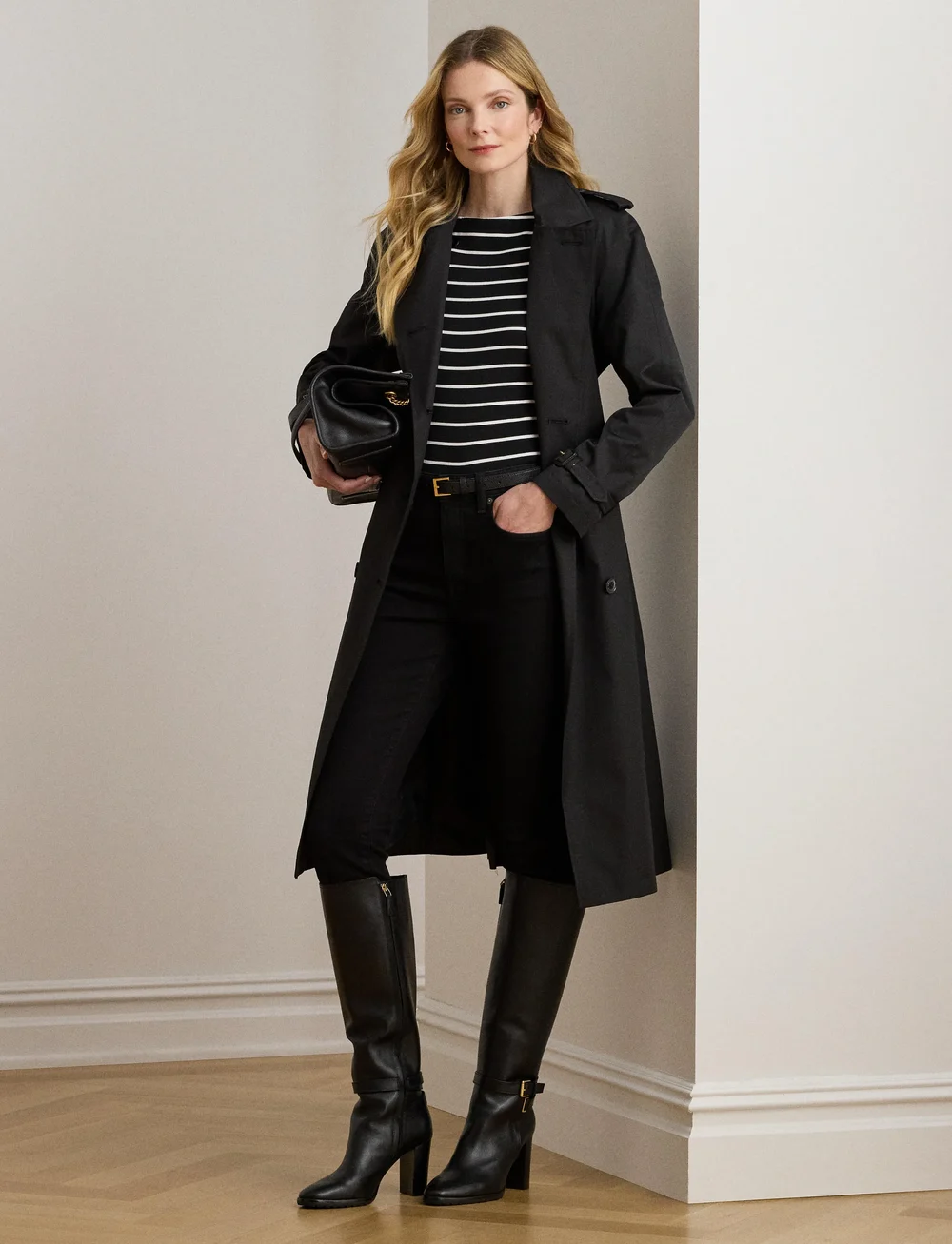 Lauren Ralph Lauren - Double-Breasted Belted Trench Coat - trenchcoats - black - 4
